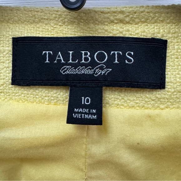 Talbots Yellow Linen Blend Jacket Size 10 Preppy Spring - Picture 4 of 7